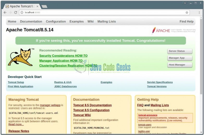 Fig. 3: Default Apache Tomcat Page