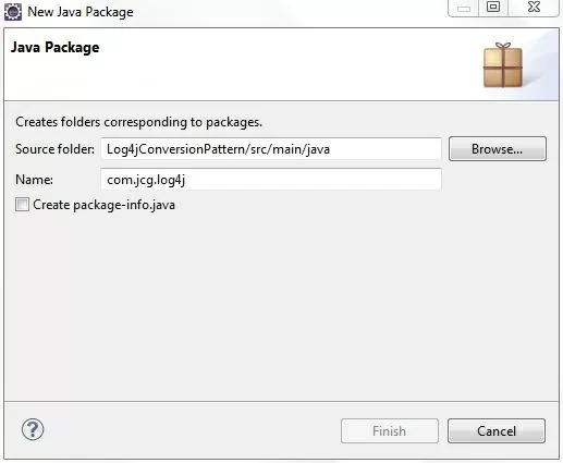 Fig. 6: Java Package Name (com.jcg.log4j)