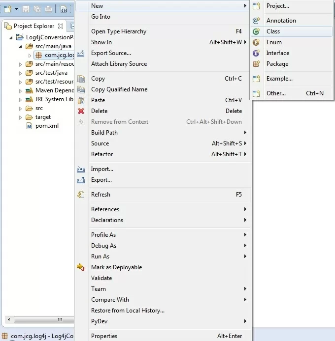 Fig. 7: Java Class Creation