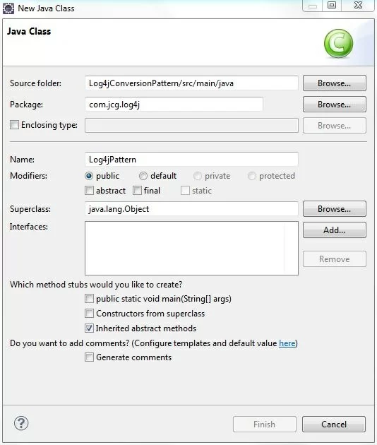 Fig. 8: Java Class (Log4jPattern.java)