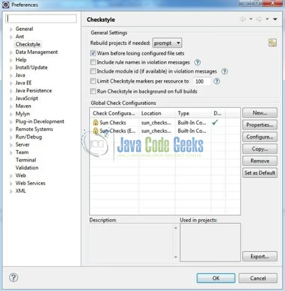 Fig. 3: Checkstyle Plugin in Eclipse Ide