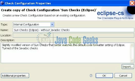 Fig. 6: New Checkstyle Configuration