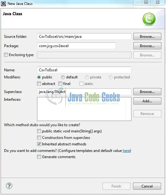 Fig. 8: Java Class (CsvToExcel.java)