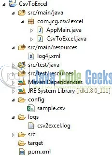 Fig. 1: Csv to Excel Application Project Structure