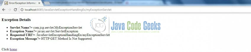 Fig. 12: 500 – Servlet That Generates an Error