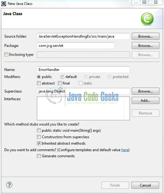 Fig. 10: Java Class (ErrorHandler.java)