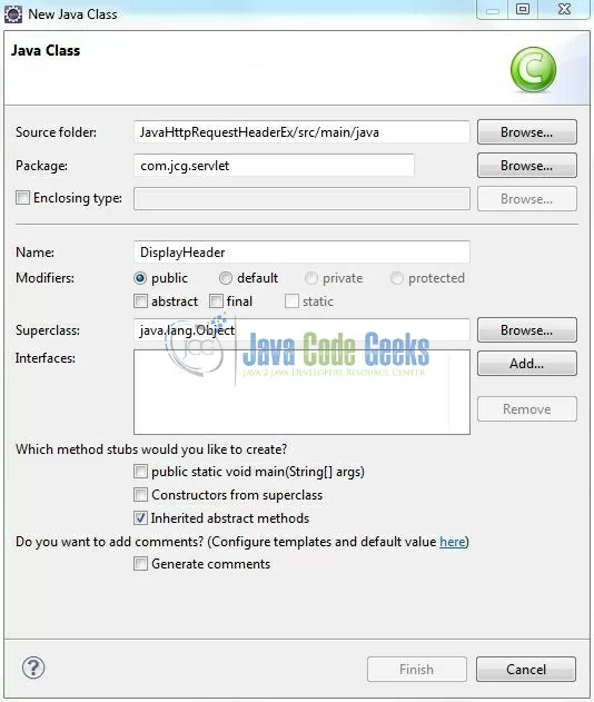 Fig. 9: Java Class (DisplayHeader.java)