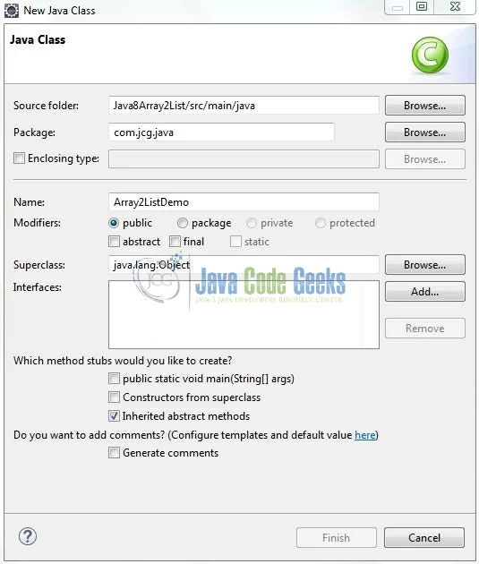 Fig. 8: Java Class (Java8Array2List.java)