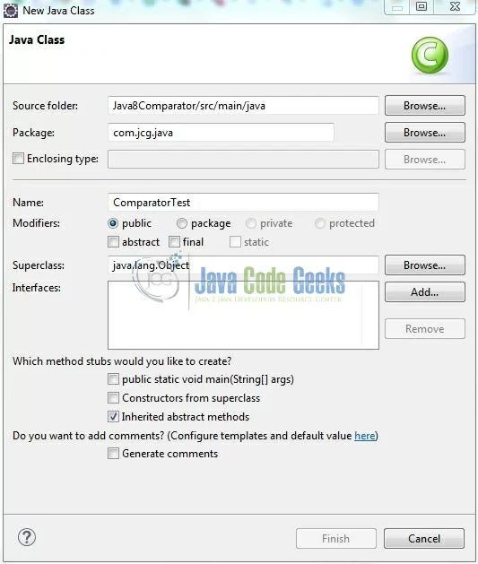 Fig. 9: Java Class (ComparatorTest.java)