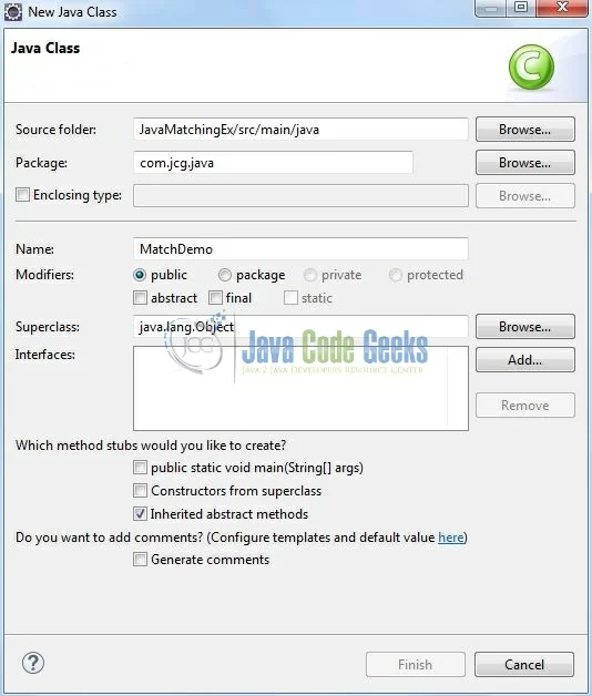 Fig. 9: Java Class (MatchDemo.java)