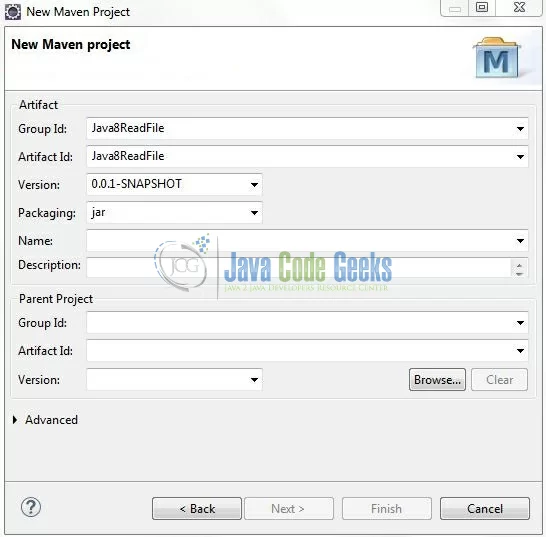 Java Read File Line by Line - Archetype Parameters