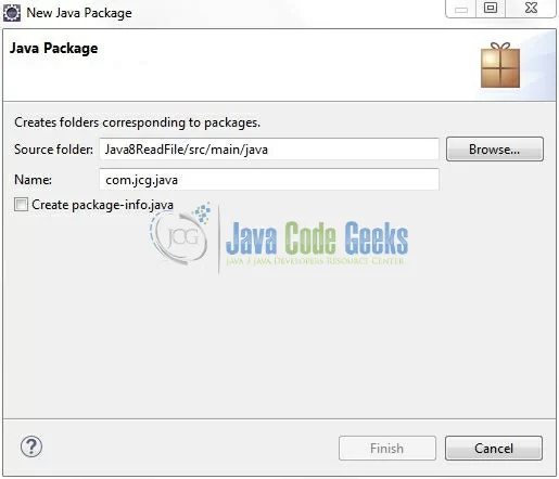 Java Read File Line by Line - Java Package Name (com.jcg.java)