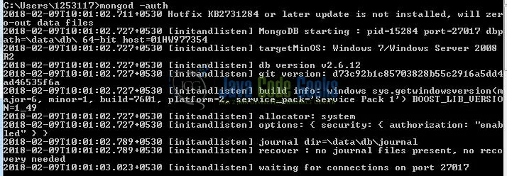 Fig. 4: Restart MongoDB in secure mode