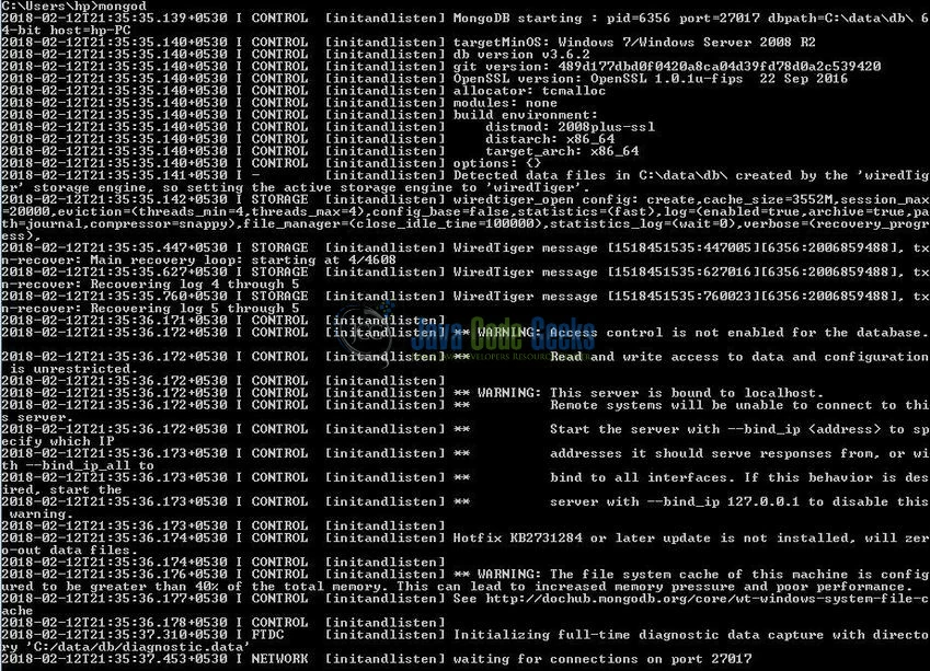 Fig. 1: Start MongoDB instance