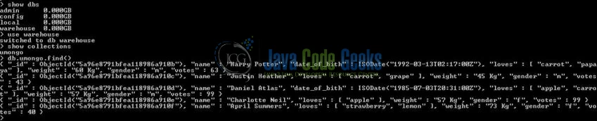 Fig. 4: Mongo database & collection