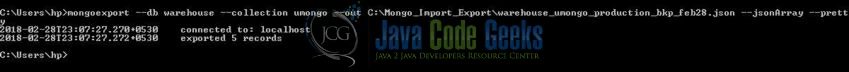 Fig. 5: Mongo database export utility