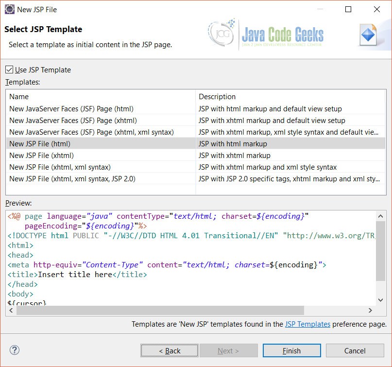 Java Servlet Set/Get - JSP template