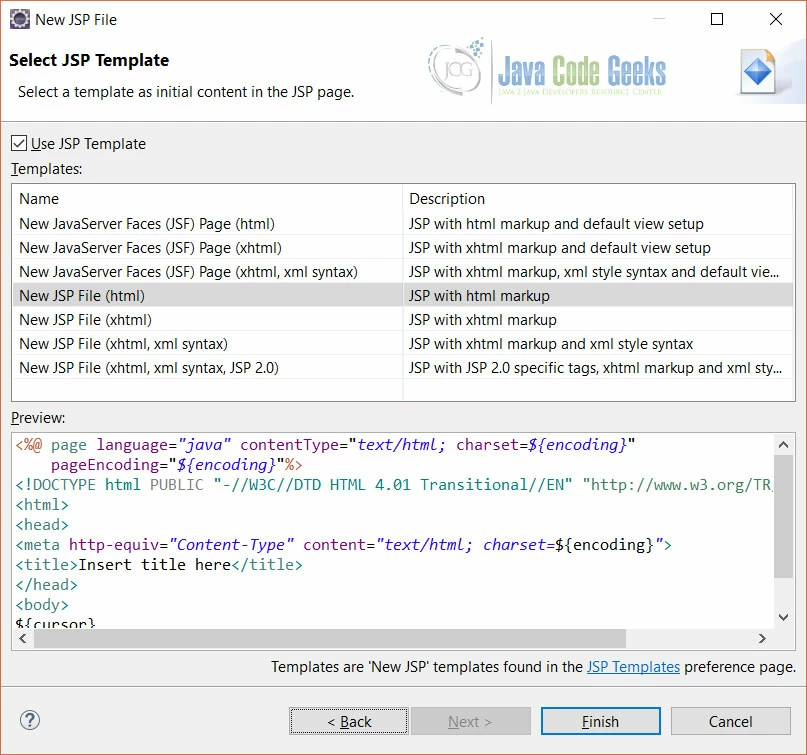 Java Servlet Set/Get - JSP template