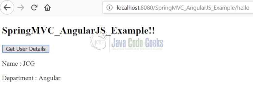 Spring MVC 4 AngularJS - Get User Details button