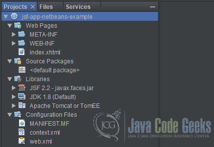 JSF Application NetBeans - Project Structure
