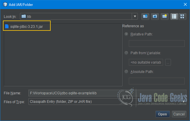 JDBC Driver Types - Selecting JAR file