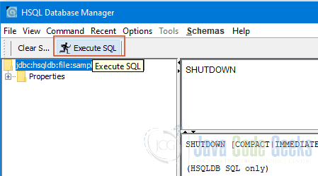 JDBC HSQLDB - Execute SQL