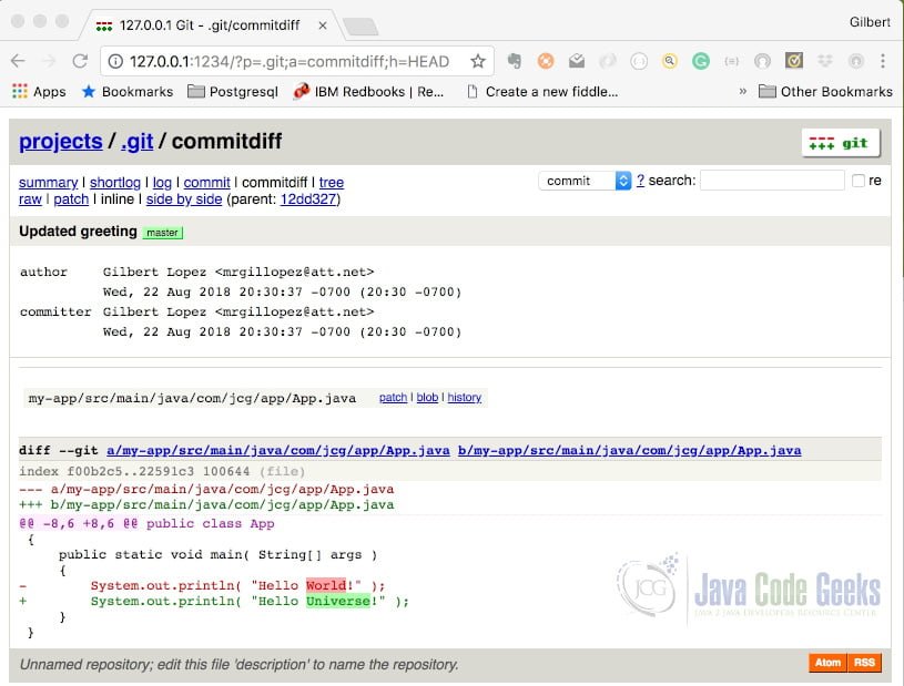 Git Instaweb - Commit View Updated