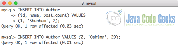 MySQL Command Line - Insert data into Tables