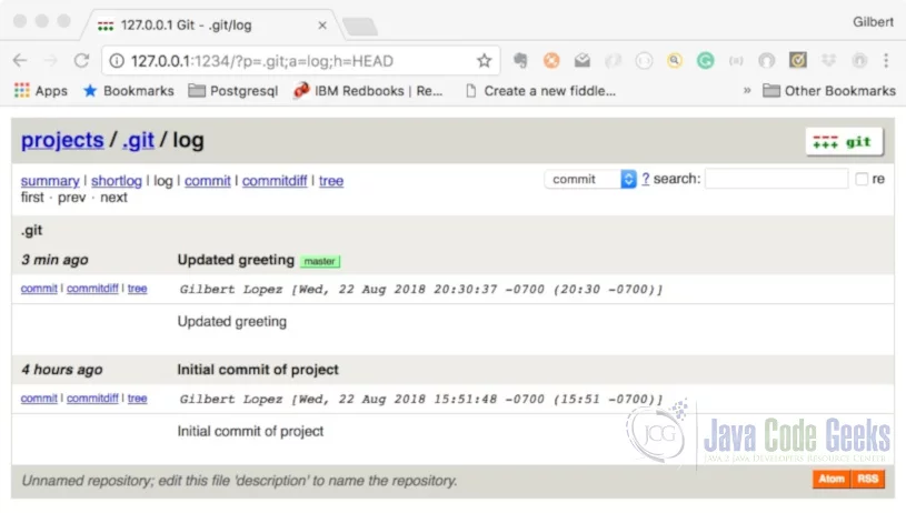 Git Instaweb - Log View