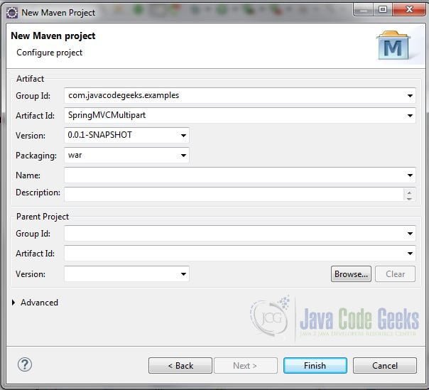 Spring MVC 5 Servlet 3.0 MultipartConfigElement - Maven Project Details