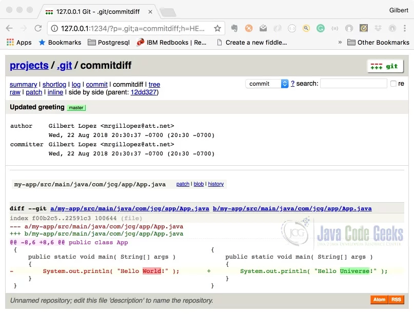 Git Instaweb - Side by Side View