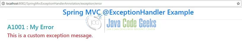Spring MVC @ExceptionHandler Annotation - Custom exception message