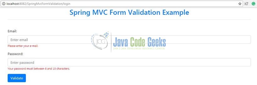 Spring MVC Form Validation - Validation error messages
