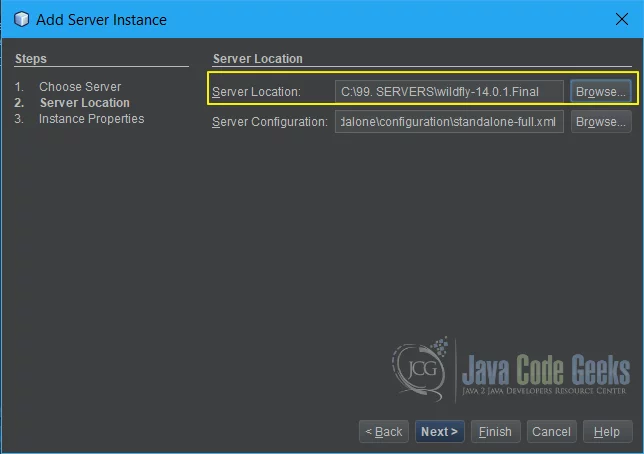 JBoss WildFly NetBeans - Server Location