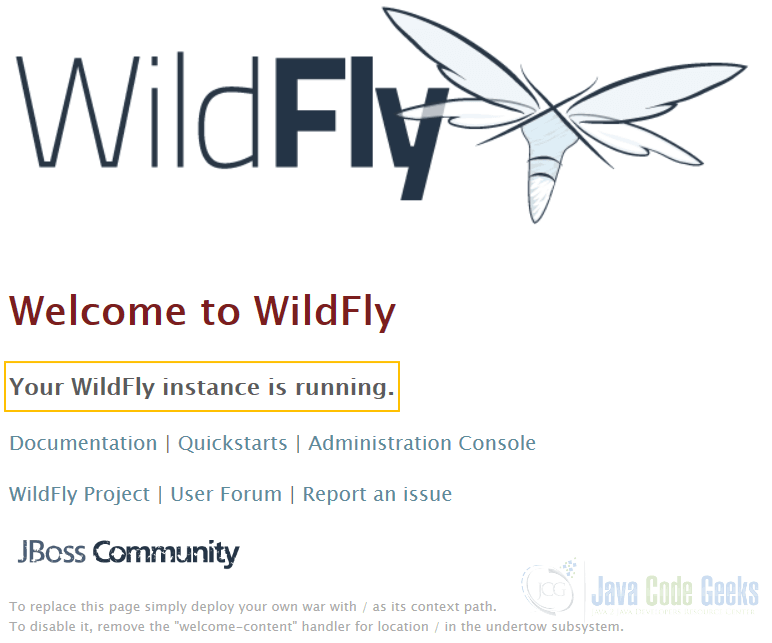 JBoss WildFly NetBeans - WildFly Welcome Page