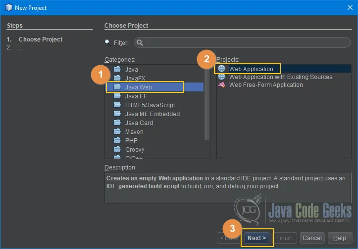 JBoss WildFly NetBeans - Choose Project