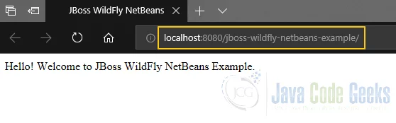 JBoss WildFly NetBeans - Index page of application