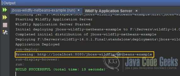 JBoss WildFly NetBeans - NetBeans output console