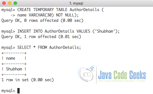 MySQL Server - Data in Temporary Table