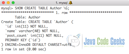 MySQL Server - Show Table command