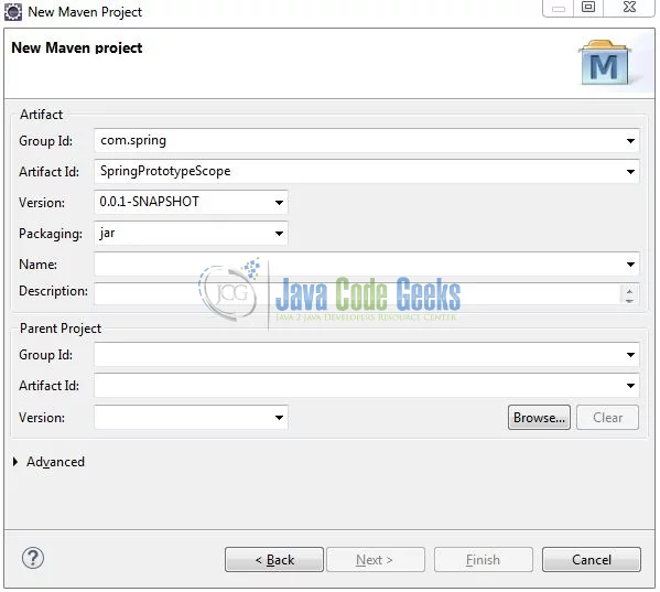 Spring Prototype Bean Scope - Archetype Parameters