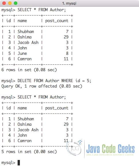 MySQL Server - SQL Delete Command