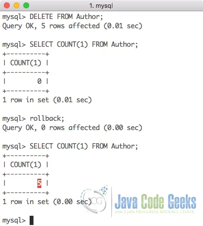 MySQL Command Line - SQL Rollback