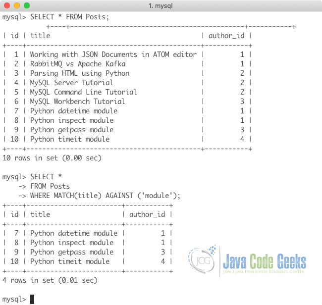 MySQL Full-text Search - Without Query Expansion