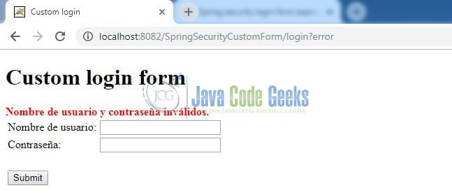 Spring Security Custom Form Login - Error message