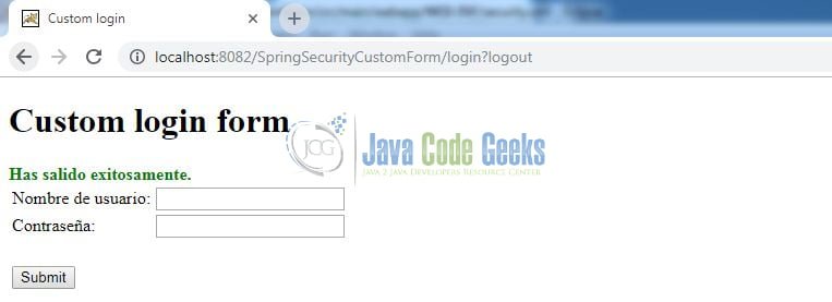Spring Security Custom Form Login - Sign-out message