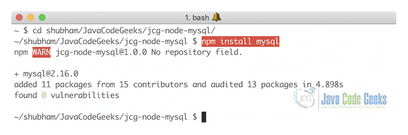 MySQL NodeJS - NodeJS MySQL Driver Install
