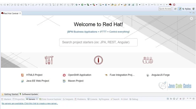 Eclipse with Wildfly and JBoss Tools - Welcome to Red Hat page