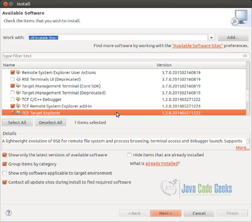 Eclipse IDE Yocto Plugin - Choose to install Mobile Dev Packages