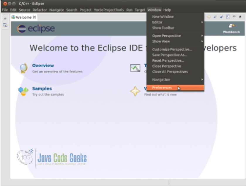 Eclipse IDE Yocto Plugin - Select Window -&gt; Preferences